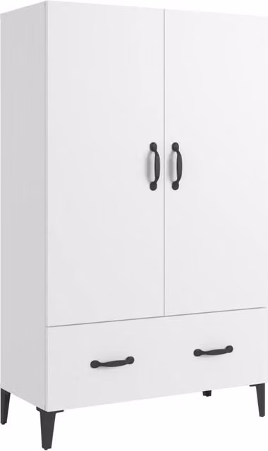 Berkfield Home Modern White Wall Mounted Highboard with Internal Drawers and Shelves, W/D/H: 70 x 31 x 115 cm