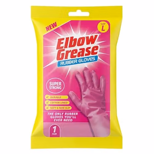 Elbow Grease Pink Rubber Gloves, Large (2 Pack) – 2