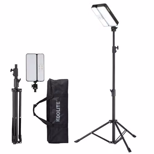 KOOLITE 3000LM Dimmable LED Rechargeable Work Light with Adjustable Tripod Stand, Black 3-in-1 Emergency Floodlight, Height: 200 cm – 1