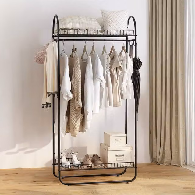 Komore Minimalist Matt Black Metal Clothes Rail