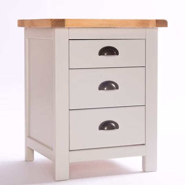 Cabinet Bits Argenta 3 Drawer Bedside Cabinet in Grey with Gold Accents