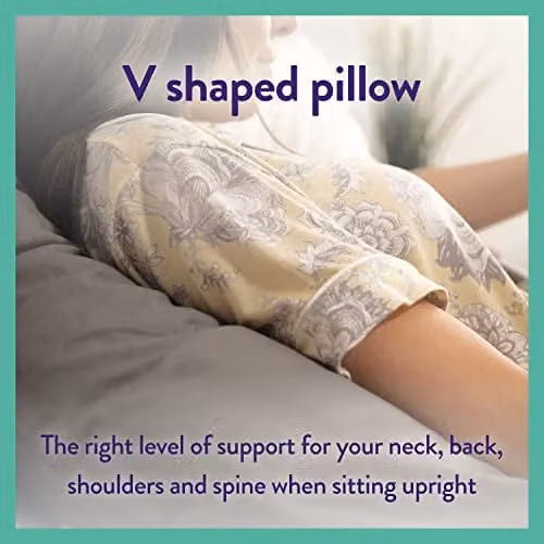 Slumberdown 2 Pack V Shape Wedge Support Pillows in White, 84 x 35 cm – 3