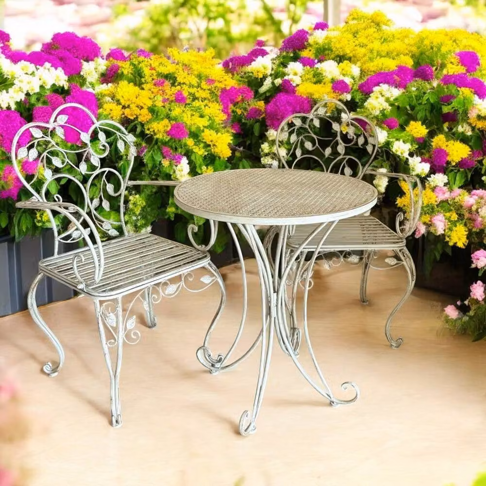 Minster Garden Bistro Set in Grey Metal – 2