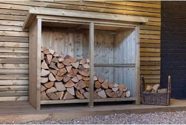 Buttercup Farm Billington Small Timber Log Store in Brown, W: 160.6 cm, D: 96 cm, H: 123 cm – 1
