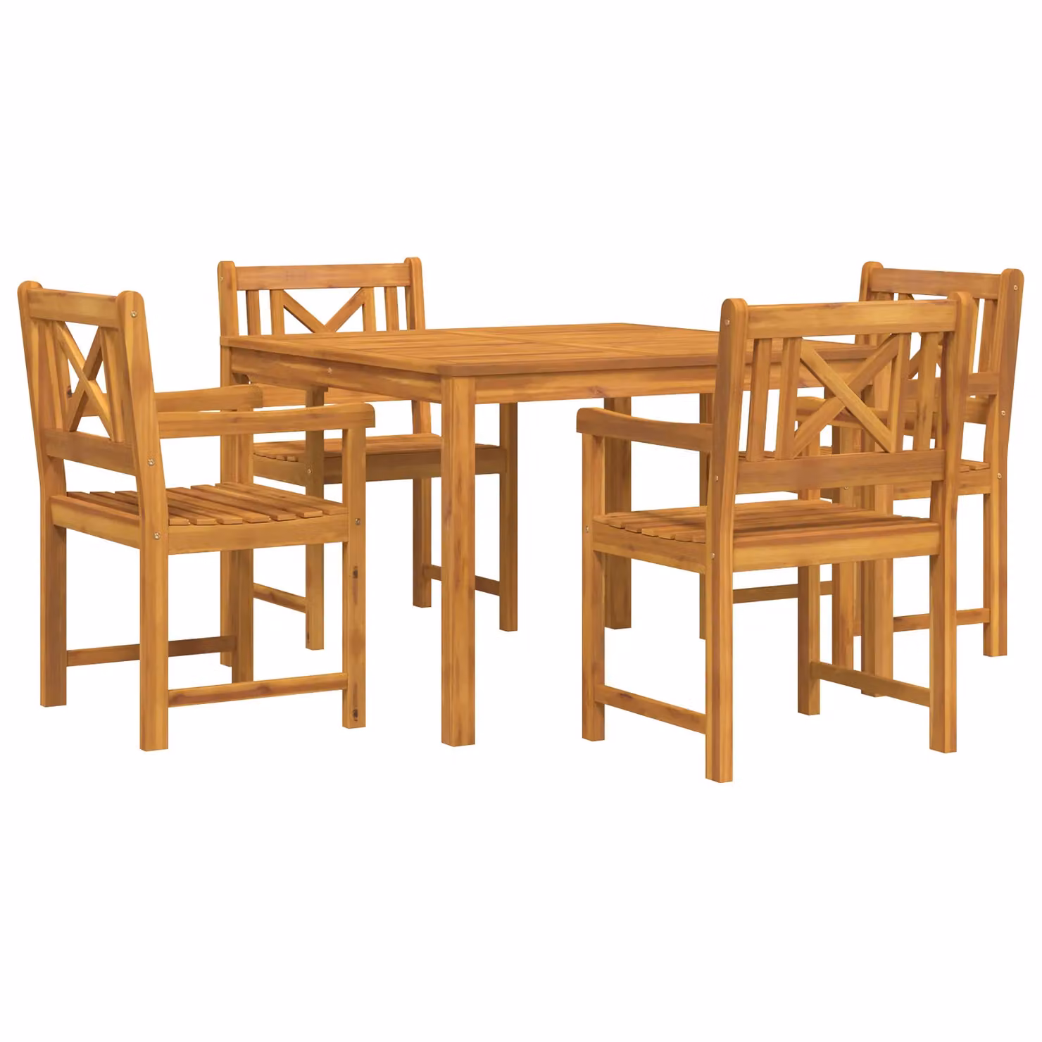 Berkfield Home 5 Piece Acacia Wood Garden Dining Set in Brown – 2
