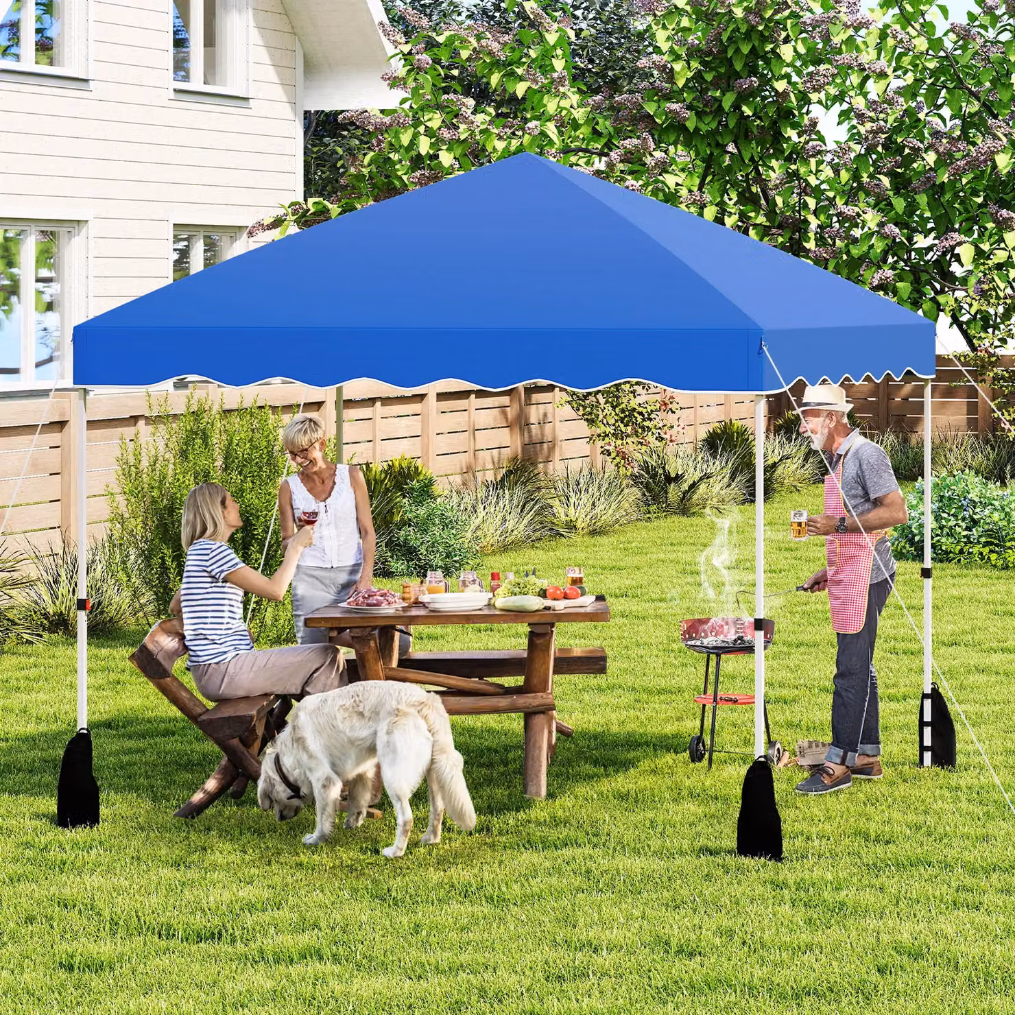 Costway Blue Pop Up Canopy Tent Portable Foldable Patio Shelter W: 300 cm, D: 300 cm, H: 266 cm – 3