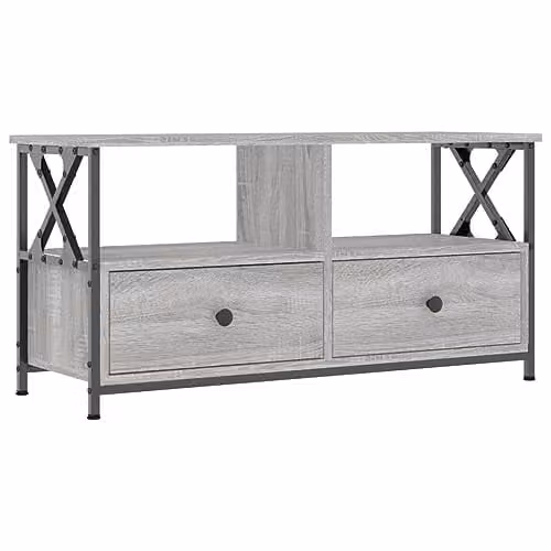 vidaXL TV Cabinet in Grey Sonoma, W/D/H: 90 x 33 x 45 cm, Made of Engineered Wood and Metal