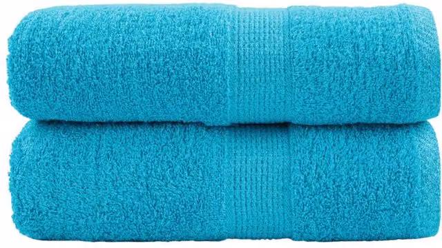 Berkfield Home SOLUND Premium Cotton Terry Guest Towels, 2 Pack, Turquoise Blue, W: 30 cm x H: 50 cm, 600 gsm – 1