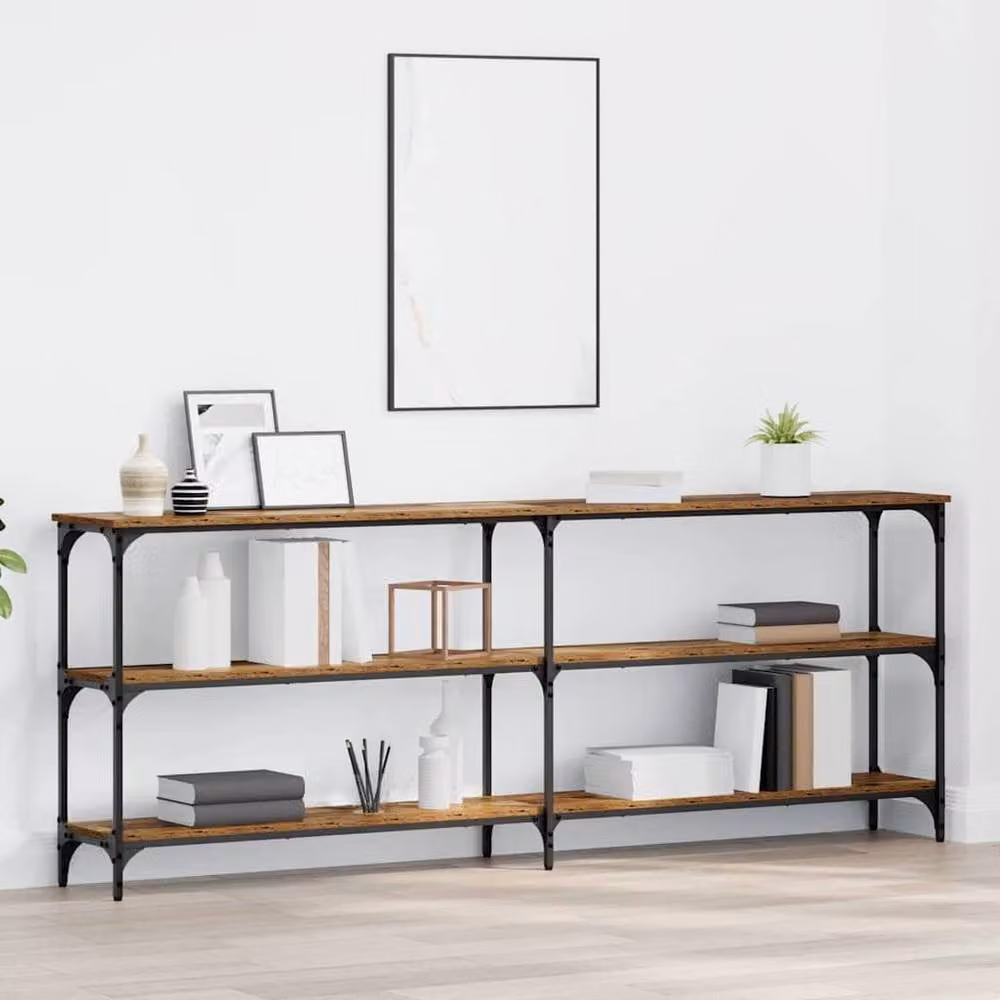 Berkfield Home Spacious Rustic Console Table in Brown, W/D/H: 200 x 29 x 75 cm – 1