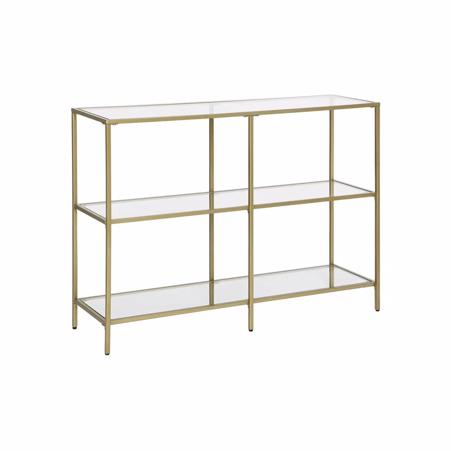 Rafaelo Mobilia Industrial Hallway Table with 3 Tempered Glass Shelves in Gold, W/D/H: 73 x 30 x 30 cm – 2
