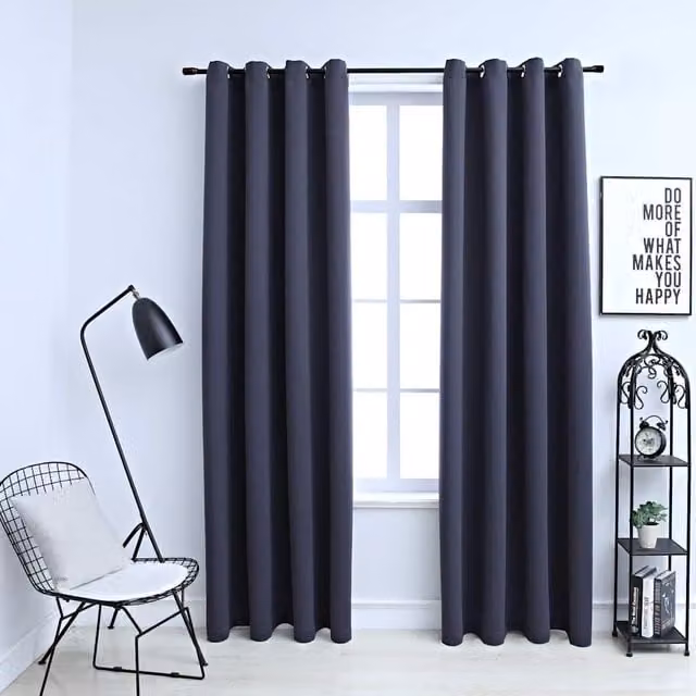 Berkfield Home Blackout Curtains with Eyelets, 2 Pack, Anthracite, W: 140 cm, H: 245 cm