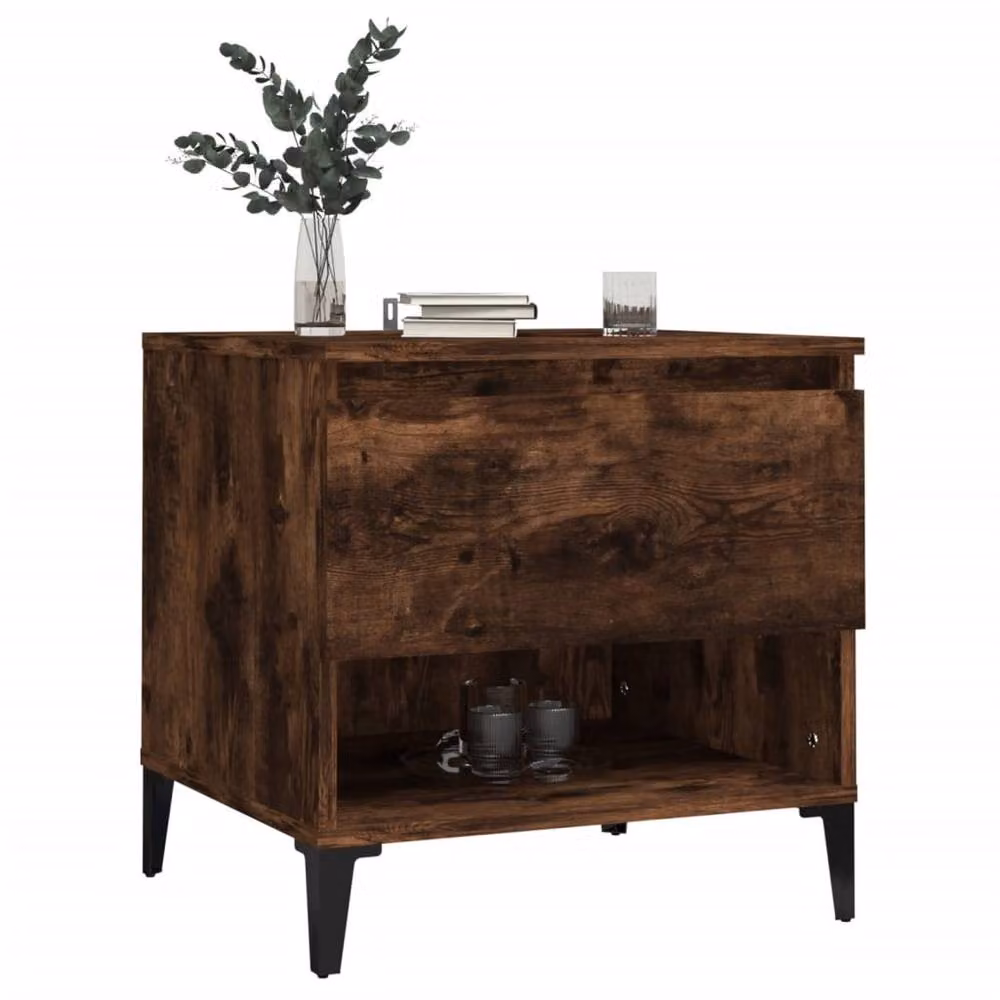 Berkfield Home Smoked Oak Side Table in Brown, W/D/H: 50 x 46 x 50 cm – 3
