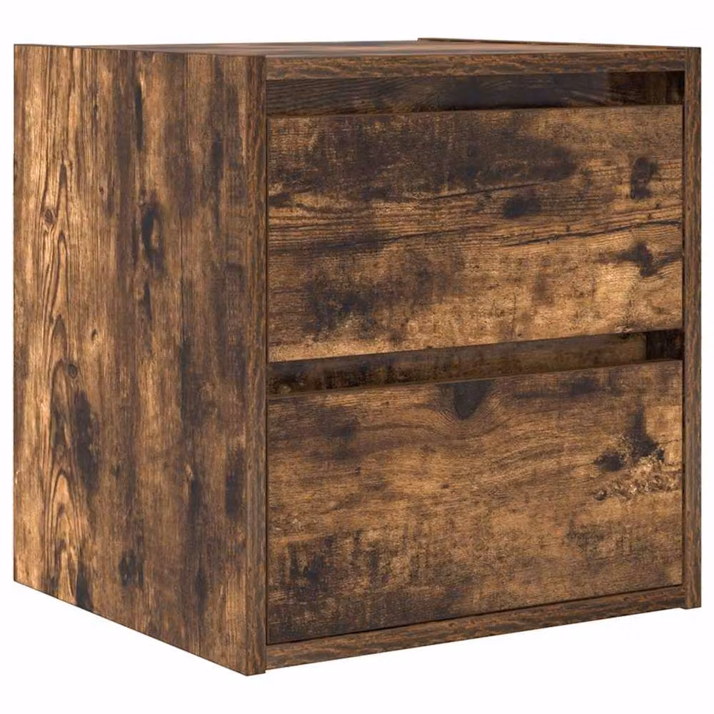 Berkfield Home Wall-mounted Bedside Cabinet in Smoked Oak Brown, W/D/H: 38 x 34 x 40 cm – 2