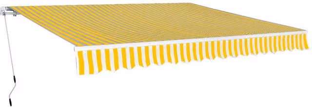 Berkfield Home Manual Operated Folding Awning in Yellow and White, Width: 400 cm
