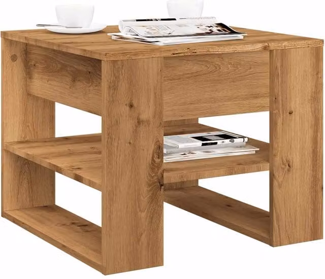 Berkfield Home Artisan Oak Coffee Table in Brown, W/D/H: 55.5 x 55.5 x 45 cm – 1