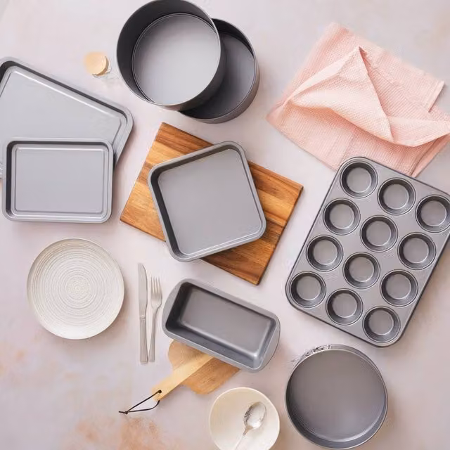 Betterware Essentials 8 Piece Non-Stick Steel Baking Set in Silver