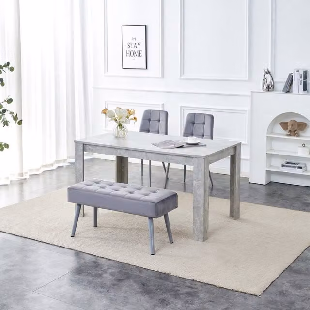 Kosy Koala Modern Grey Rectangular Dining Set with Table, 2 Chairs and Bench