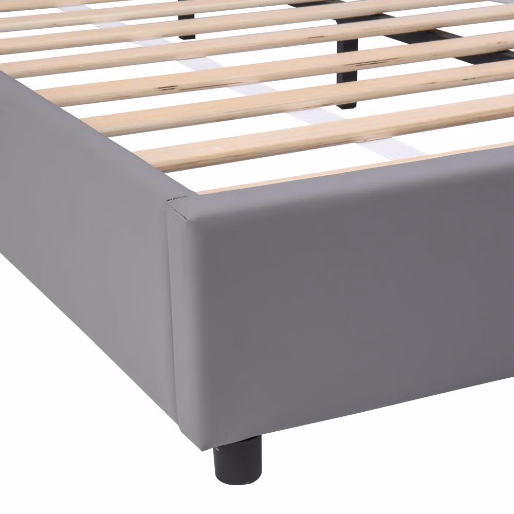 Matteo Upholstered Double Bed in Grey with USB Charging Port and Integrated Reading Light, W/D/H: 140 x 200 cm – 8