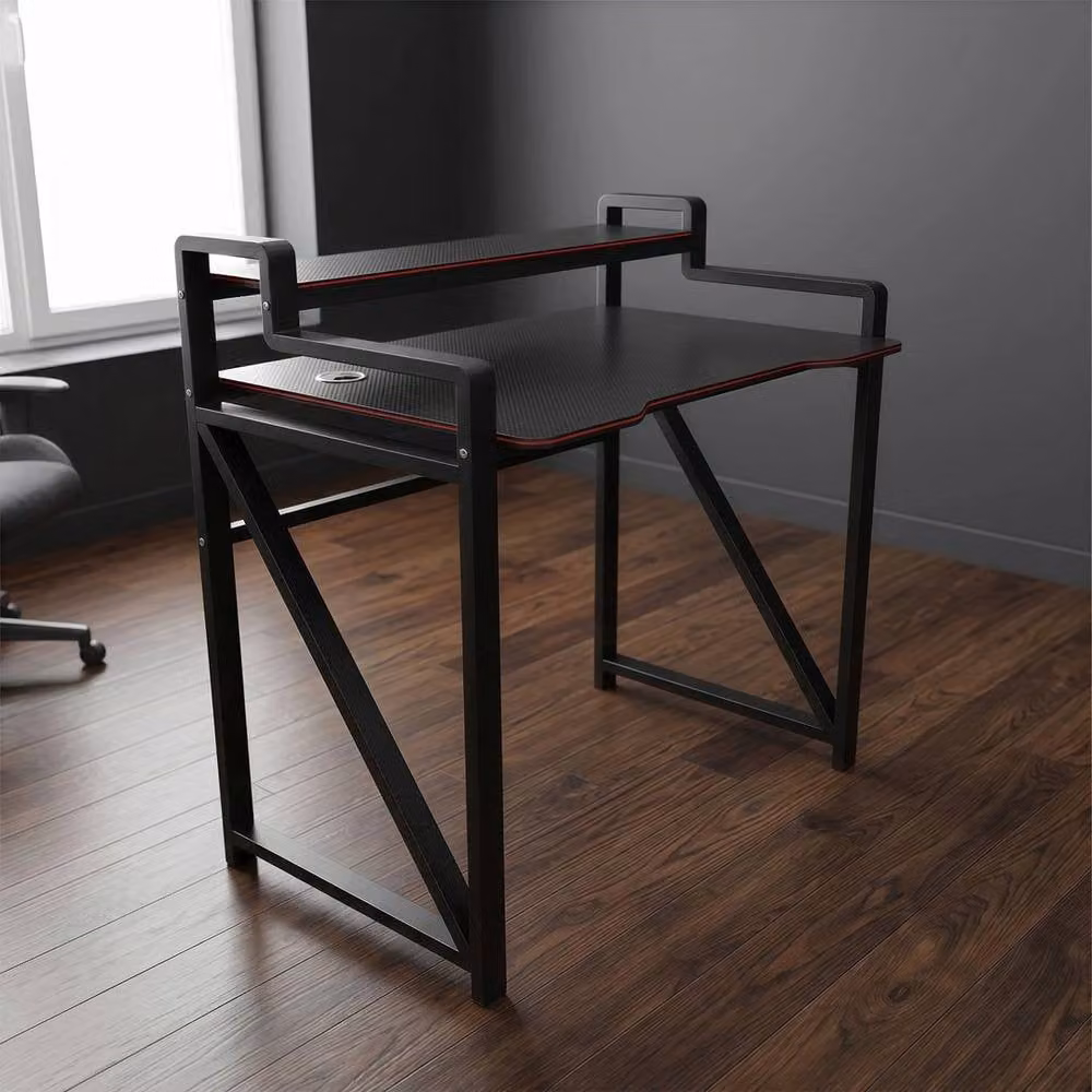 KORVIXA Ergonomic Gaming Desk in Black and Red, W/D/H: 100 x 100 x 100 cm – 2