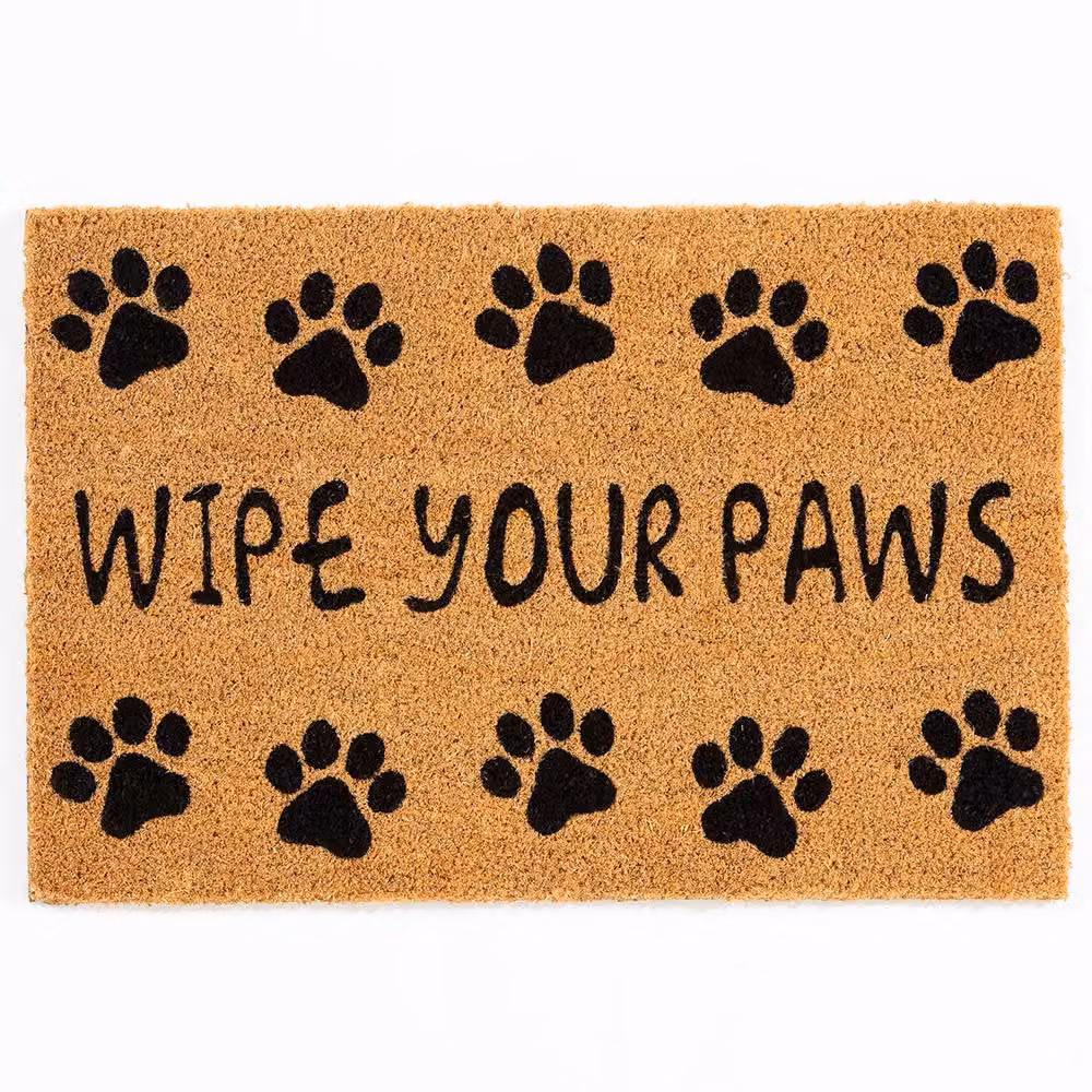 Arthouse Astley Wipe Your Paws Printed Coir Doormat, Black and Natural, W: 40 cm, D: 60 cm – 6