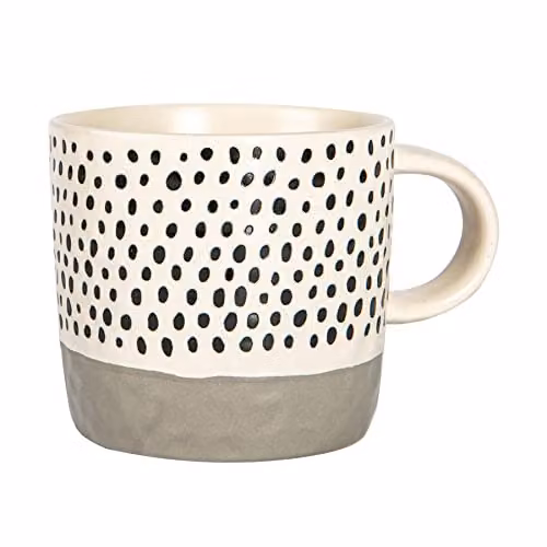 Nicola Spring Dotted Ceramic Stoneware Coffee Mug, Grey, 385ml – 1