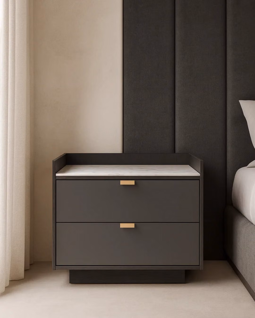 Tommy Franks Saviour Bedside Table in White, Grey and Anthracite