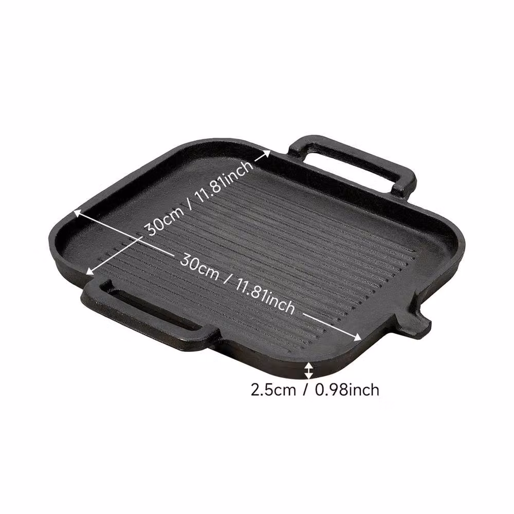 Kelvenix Non-Stick Cast Iron Griddle Skillet Pan with Double Handles, Black, W/D/H: 30 x 30 x 2 cm – 2