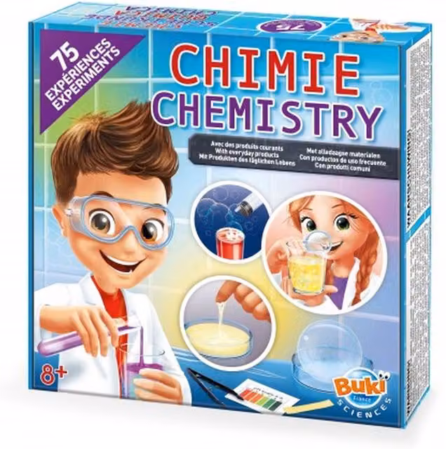 Buki France Chemistry Lab 75 Childrens Science Experiment Set for Ages 8+ in White, Pink and Multicolour
