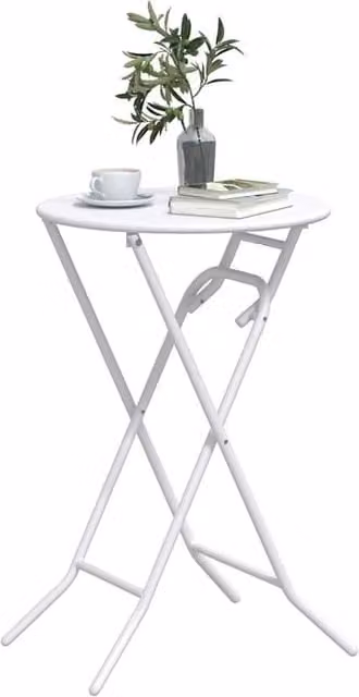 Berkfield Home White Folding Steel Garden Table, W: 50 cm, D: 72 cm – 1