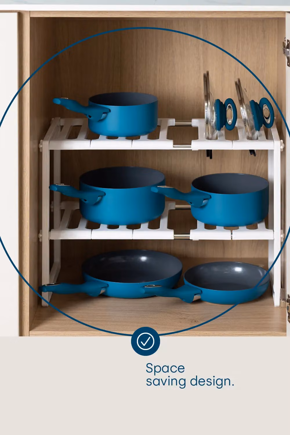 LIVIVO White Adjustable and Extendable Under Sink Storage Organiser Rack W/D/H: 38.0 x 26.0 x 26.0 cm – 3