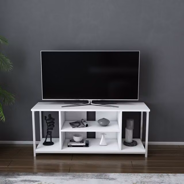 Decorotika Rinaldo TV Unit in White Matt Wood and Metal