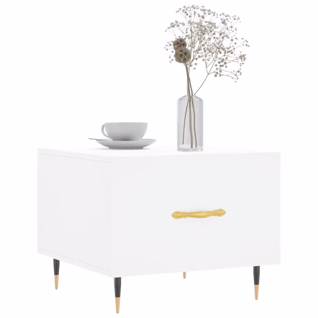 Berkfield Home White Square Coffee Table in Engineered Wood, W/D/H: 50 x 50 x 40 cm – 2