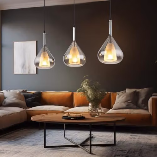 Netlighting by Globo Lighting Bar Pendant Ceiling Light in Black and Grey with Smoked Glass Shades, 3x E27, H x W x D: 140 x 60 x 20 cm – 3