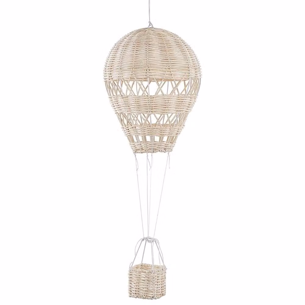 Wyld and Coco Handmade Rattan Hot Air Balloon Hanging Decor for Childrens Rooms in Beige, Brown and Sand – 2