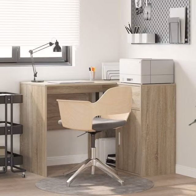 Berkfield Home Corner Desk in Pink Sonoma Oak, W/D/H: 102 x 88 x 75 cm