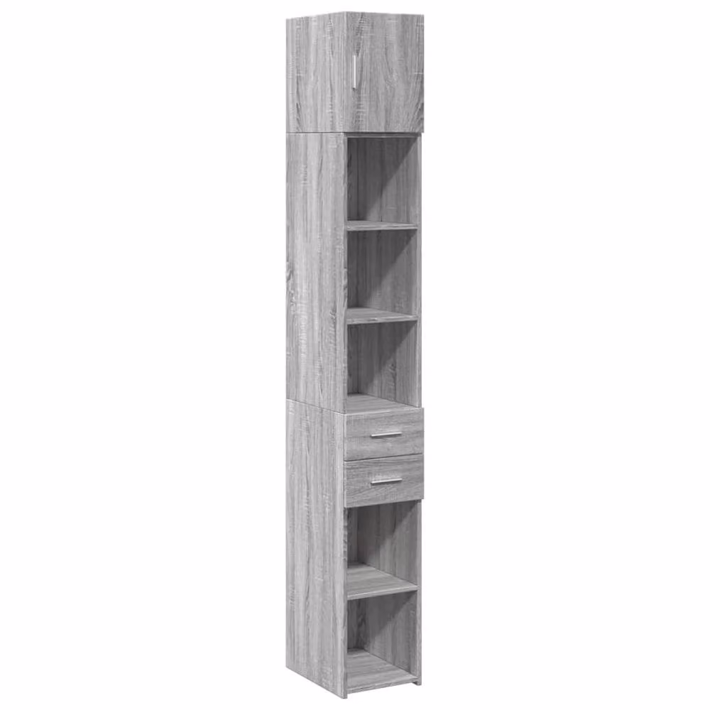Berkfield Home Slim Storage Cabinet in Grey Sonoma, W/D/H: 30 x 42.5 x 225 cm