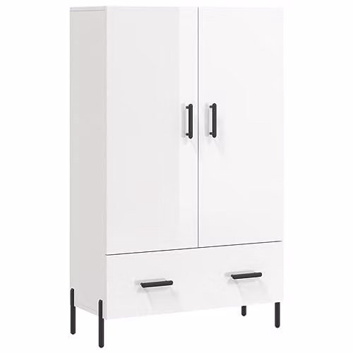 vidaXL Modern Highboard in High Gloss White, W/D/H: 69.5 x 31 x 115 cm