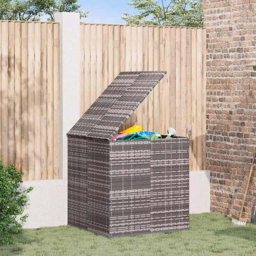 Berkfield Home Durable PE Rattan Garden Cushion Box in Grey, W/D/H: 100 x 97.5 x 104 cm – 2