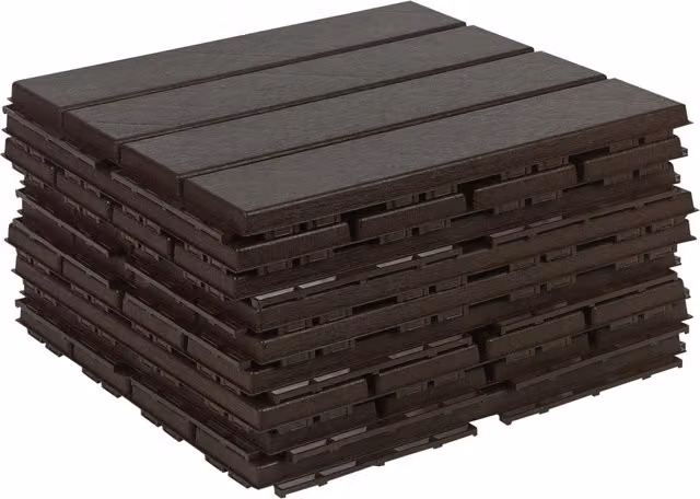 URBNLIVING Interlocking Plastic Garden Path and Patio Tiles, Brown, 9 Pack