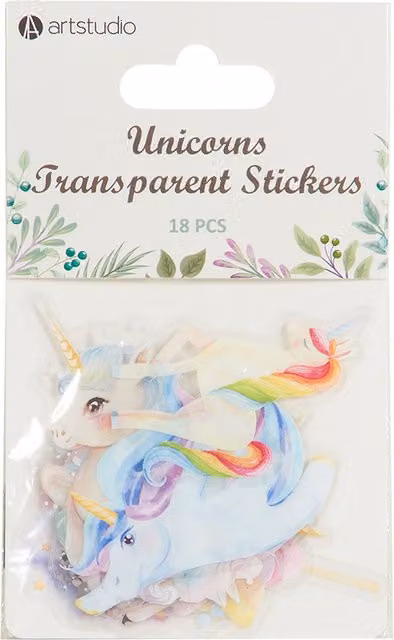 Artstudio Pack of 18 Multicolour Transparent Unicorn Stickers for Children