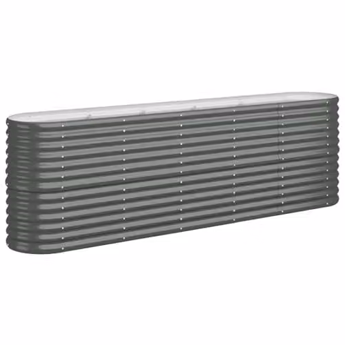 vidaXL Galvanised Steel Raised Bed in Anthracite, W/D/H: 224 x 40 x 68 cm – 1