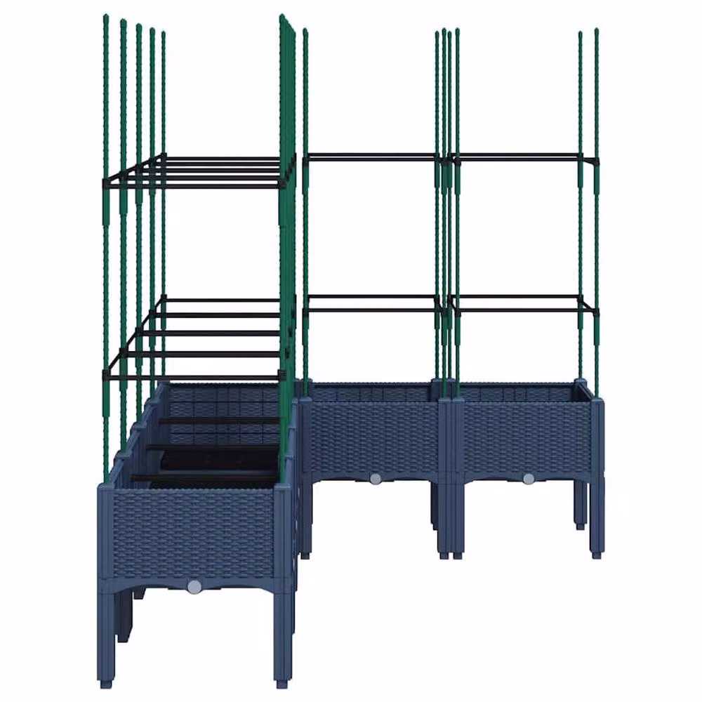 Berkfield Home Garden Planter with Trellis in Blue and Grey, W/D/H: 160 x 120 x 142.5 cm – 3