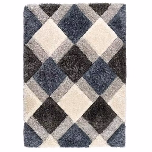Phoenox Textiles Limited Origins 3D Geometric Rug, Petrol Blue, W: 80 cm, L: 150 cm – 1