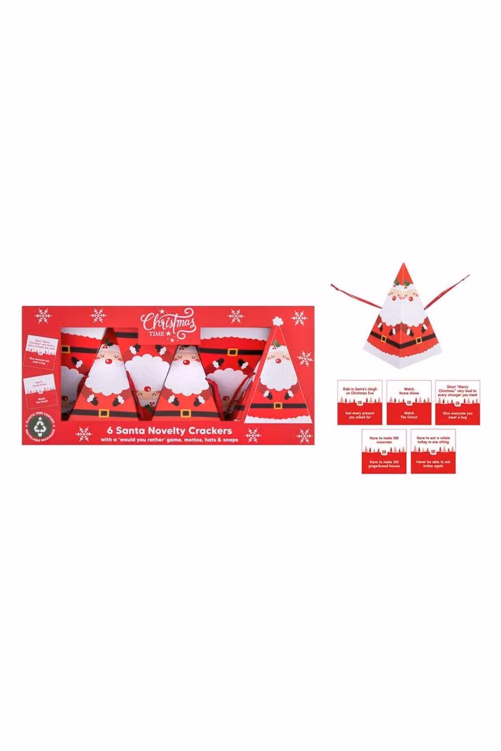 KDMD Set of 6 Red Santa Novelty Christmas Crackers for Tabletop Decoration – 2