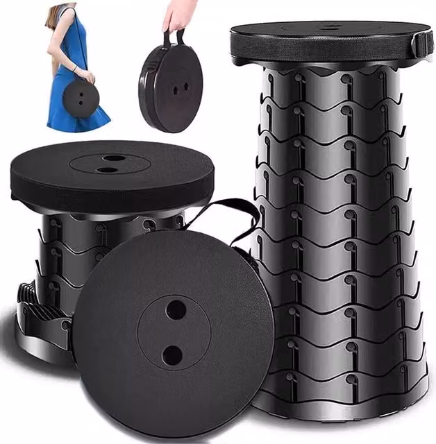 SPETLEK Portable Telescoping Folding Stool in Black – 1