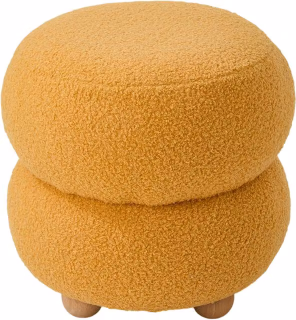 Livingandhome Soft Bouclé Cylindrical Footstool in Yellow