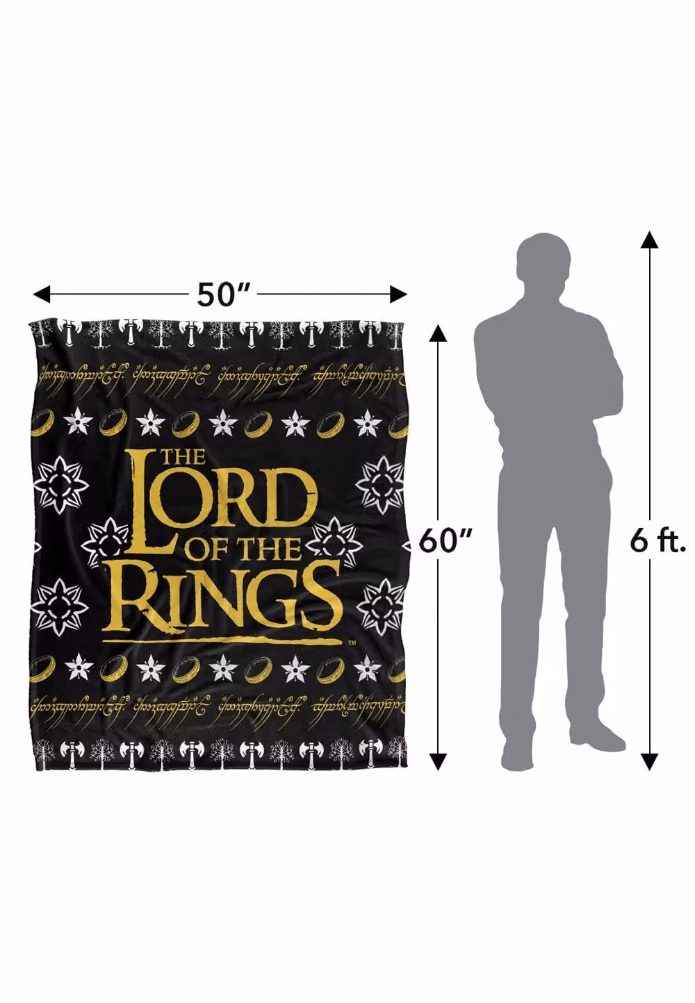 LOGOVISION Lord of the Rings Ugly Christmas Sweater Throw Blanket, Multicolour and White, W: 152 cm, D: 127 cm – 9