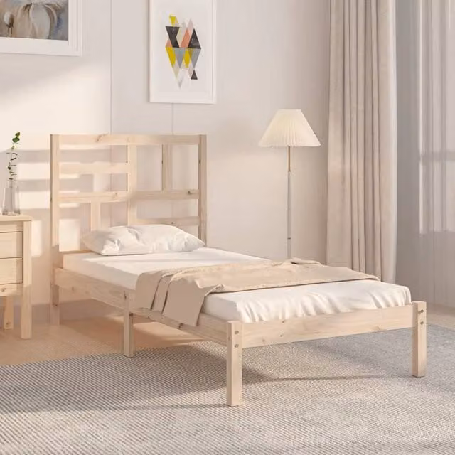 Berkfield Home Modern Solid Pine Wood Bed Frame, Brown, W: 90 cm, D: 200 cm