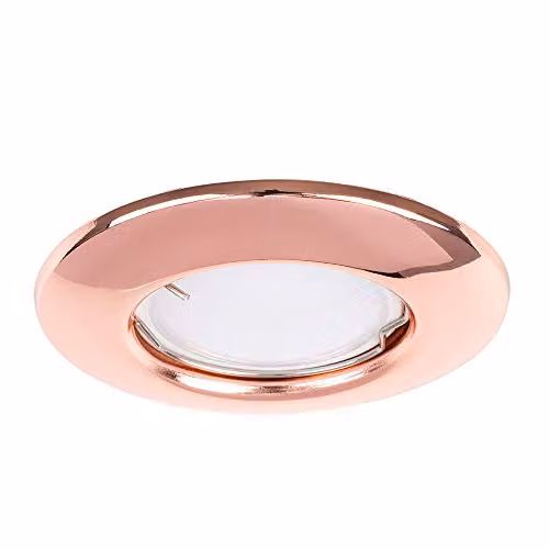 MiniSun Modern Copper Recessed GU10 LED Ceiling Spotlight Downlights, Pack of 6, Includes Warm White Bulbs – 1