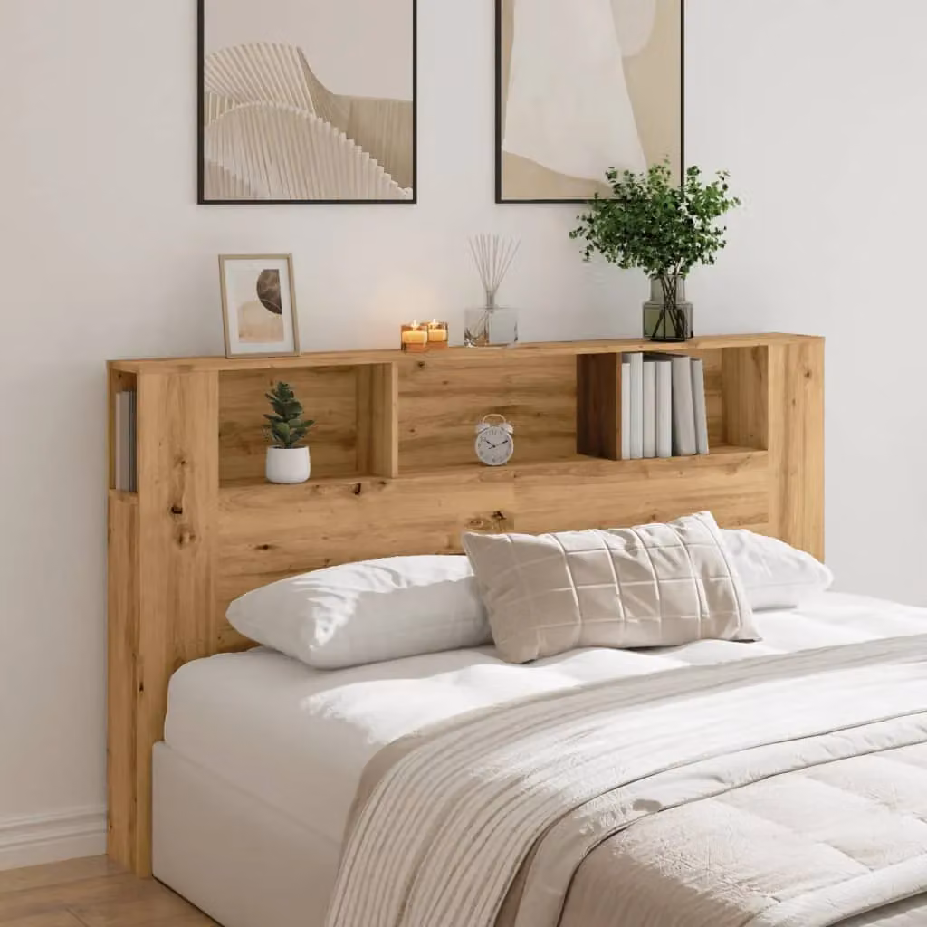 Berkfield Home Artisan Oak Headboard Cabinet in Brown, W/D/H: 180 x 18.5 x 102.5 cm – 3